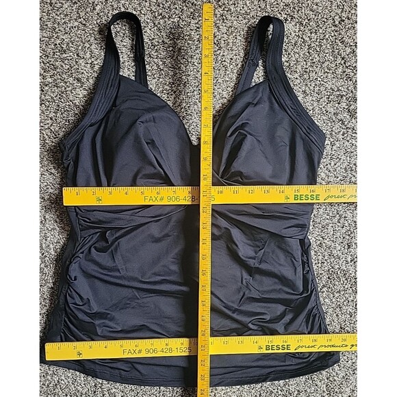 Swim Top Black 16 D Wrap Front (L) Underwire Womens  Lands End S919 - Picture 2 of 4